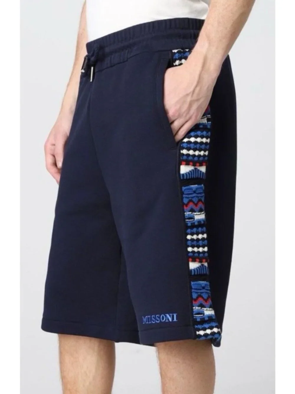 Missoni Mens Sweat Shorts Zig Zag Embroidered Knit Size Small Designer NEW